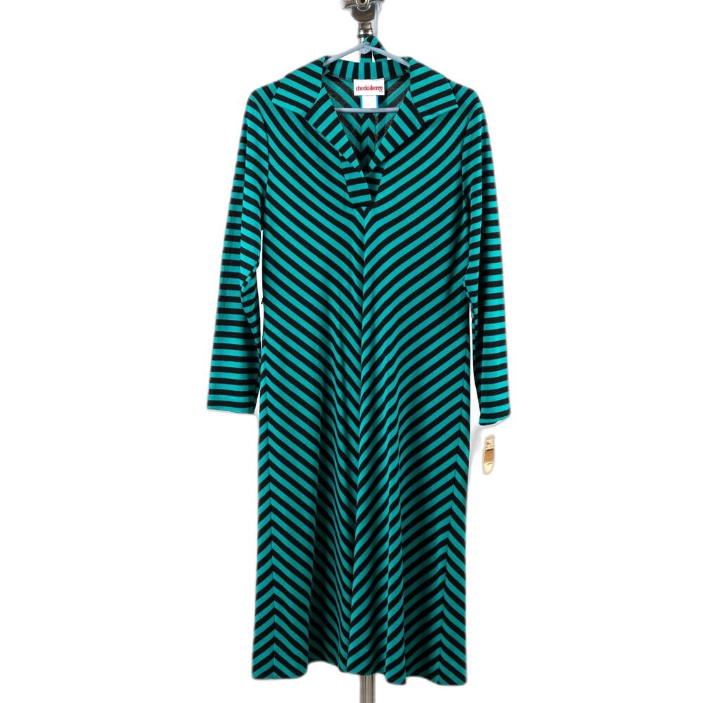 Vintage 70s Cheekaberry striped black and white dress size 14 fits S/M